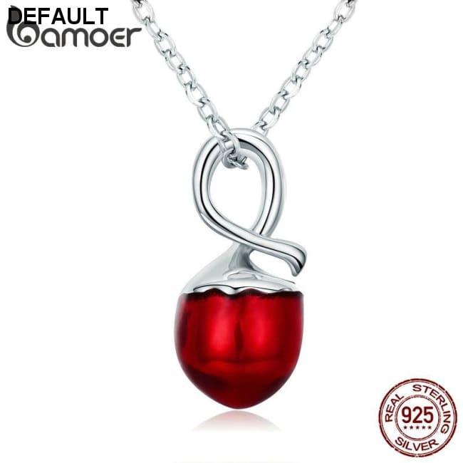 BAMOER Summer Collection 925 Sterling Silver Summer Fruit Hazelnut Pendant Necklaces for Women Sterling Silver Jewelry SCN228