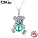 BAMOER Trendy 925 Sterling Silver Pendant Crystal Cute Bear Green CZ Necklaces for Women Silver Necklace Jewelry Gift SCN265 - DRE's Electronics and Fine Jewelry