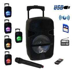 beFree Sound 8 Inch 400 Watt Bluetooth Portable Party PA Speaker System with Illuminating Lights