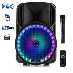 beFree Sound 12 Inch Bluetooth Rechargeable Portable PA Party Speaker with Reactive LED Lights
