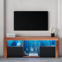 145 Modern 57 inches TV Stand Matte Body High Gloss Fronts with 16 Color LEDs - DRE's Electronics and Fine Jewelry