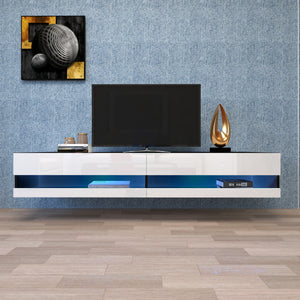 180 Wall Mounted Floating 80 inches TV Stand with 20 Color LEDs