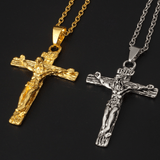 Men Chain Christian Jewelry Gifts Vintage Cross INRI Crucifix Jesus Piece Pendant & Necklace Gold Color Stainless Steel