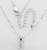 LOS896 - Rhodium 925 Sterling Silver Chain Pendant with AAA Grade CZ in Clear - DRE's Electronics and Fine Jewelry