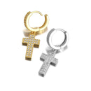 Double Row Zircon Cross Earrings Micro-set Zircon Hiohop Personalized Men's Earrings - DRE's Electronics and Fine Jewelry