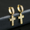 Double Row Zircon Cross Earrings Micro-set Zircon Hiohop Personalized Men's Earrings - DRE's Electronics and Fine Jewelry