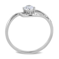 DA105 - High polished (no plating) Stainless Steel Ring with AAA Grade CZ in Clear - DRE's Electronics and Fine Jewelry