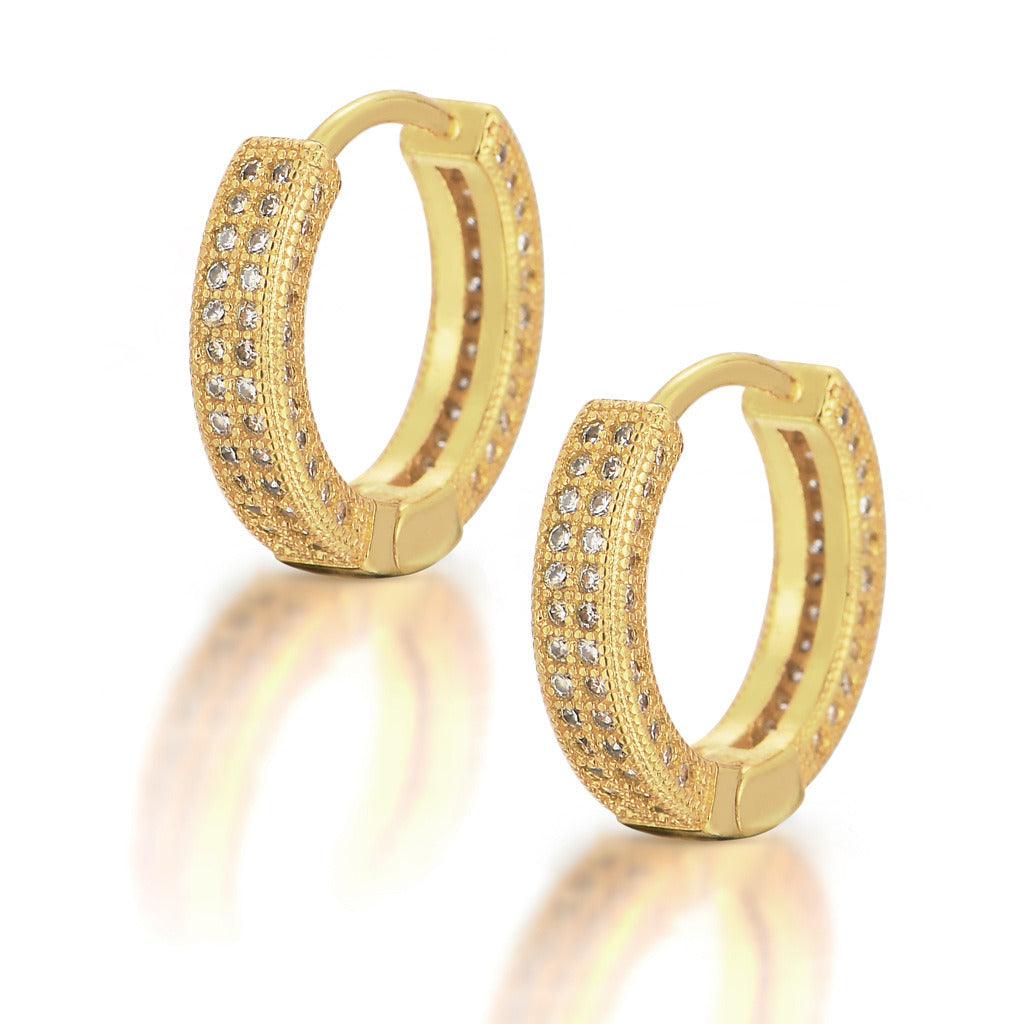 Hoop Earrings Micro Encrusted Zircon Stud Earrings Bling Hip Hop Earrings For Men And Women - DRE's Electronics and Fine Jewelry