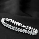 Crystal Zircon Roman Style Bracelets White Silver Plated CZ Classic Tennis Bracelet for Women - DRE's Electronics and Fine Jewelry