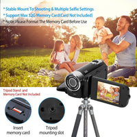 HD 1080P Digital Video Camcorder 2.7in 16X Zoom DV Camera 270° Rotation Rechargeable Kid Camera w/Fill Light Selfie - DRE's Electronics and Fine Jewelry