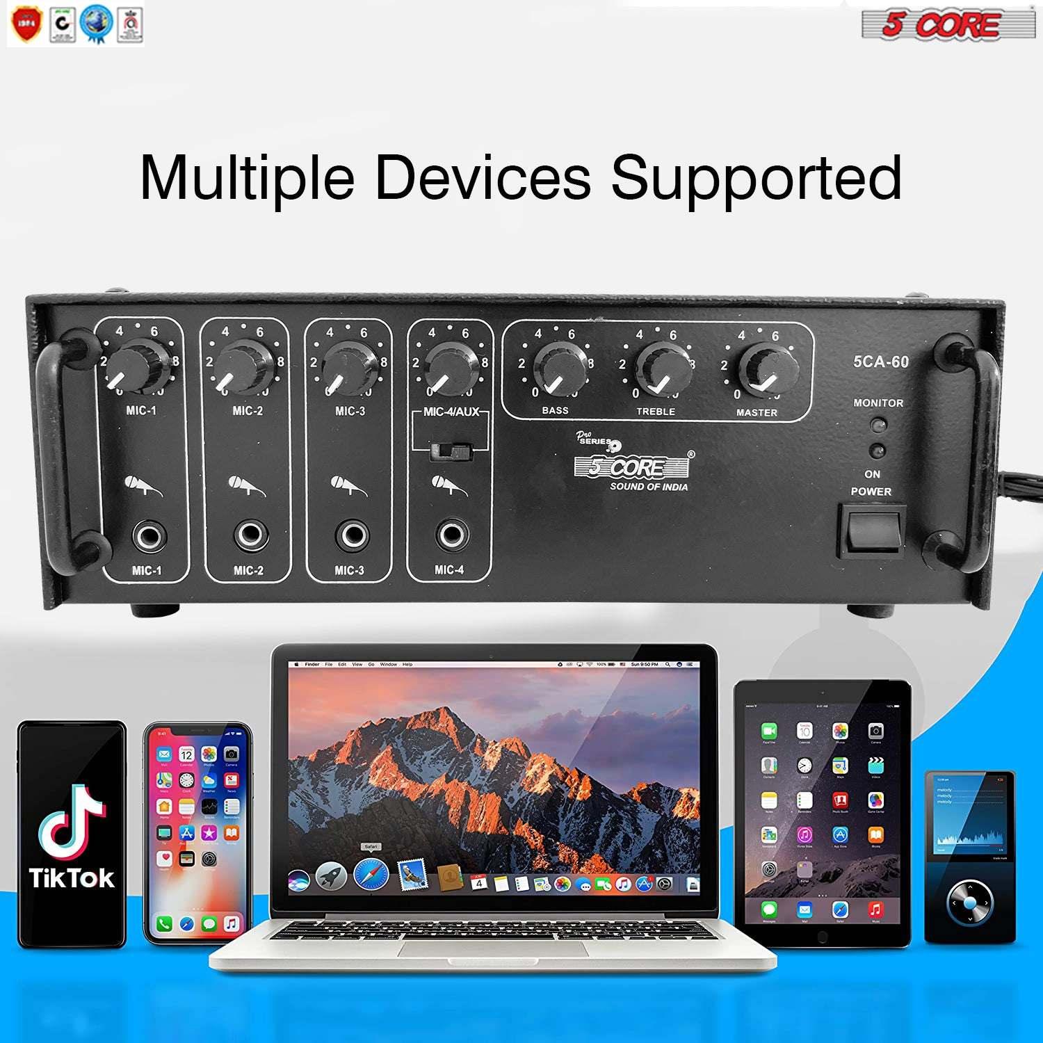 Products Amplifier Home Audio Receiver Amp Home Stereo System USB Input 3 Mic Aux Mini Amplifier For Speakers Surround Sound 5 Core AMP 60W DLX - DRE's Electronics and Fine Jewelry