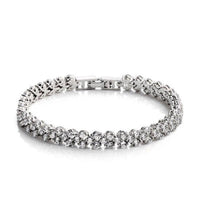 Crystal Zircon Roman Style Bracelets White Silver Plated CZ Classic Tennis Bracelet for Women - DRE's Electronics and Fine Jewelry