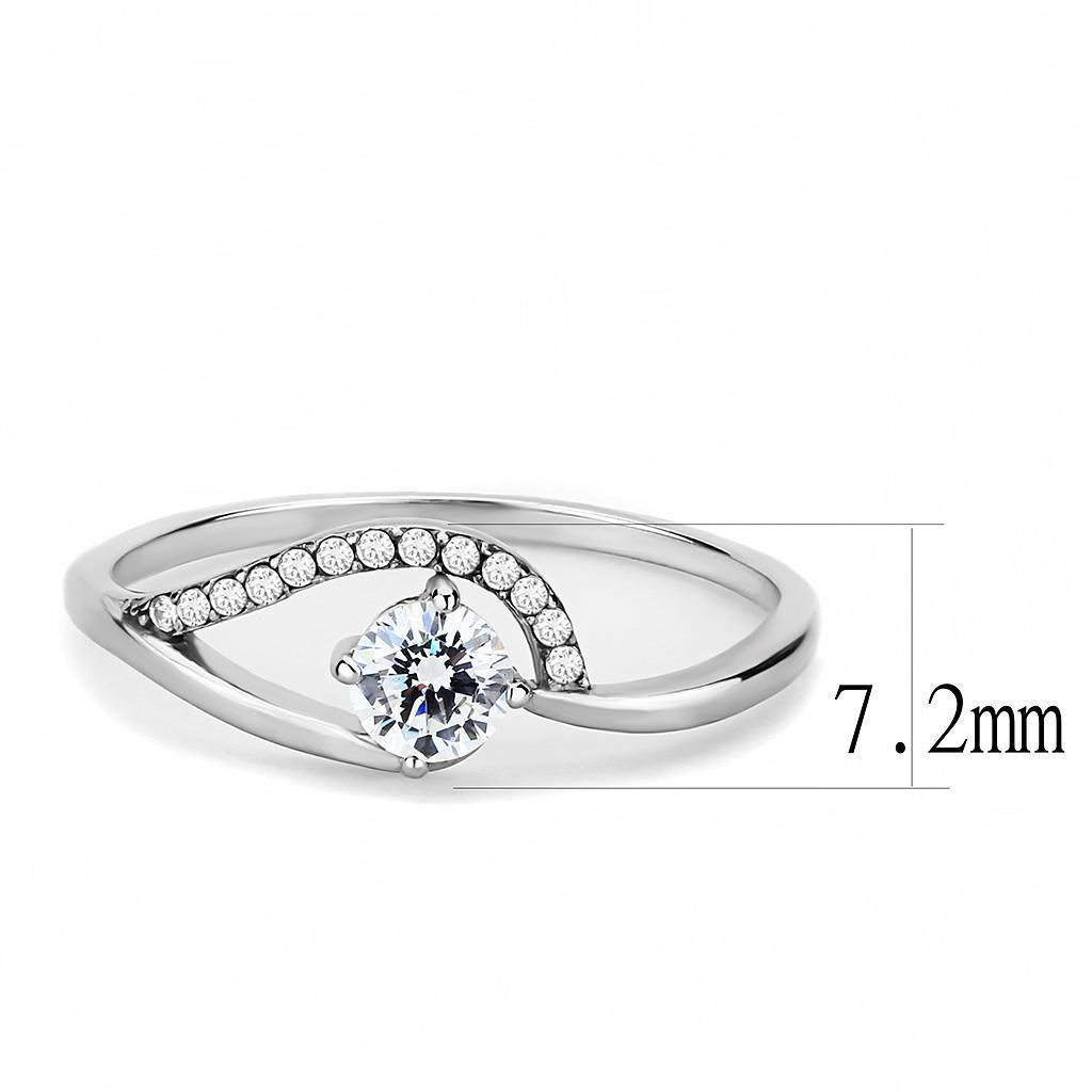 DA105 - High polished (no plating) Stainless Steel Ring with AAA Grade CZ in Clear - DRE's Electronics and Fine Jewelry