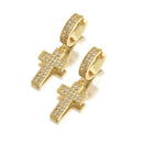 Double Row Zircon Cross Earrings Micro-set Zircon Hiohop Personalized Men's Earrings - DRE's Electronics and Fine Jewelry