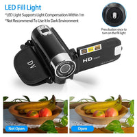 HD 1080P Digital Video Camcorder 2.7in 16X Zoom DV Camera 270° Rotation Rechargeable Kid Camera w/Fill Light Selfie - DRE's Electronics and Fine Jewelry