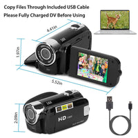 HD 1080P Digital Video Camcorder 2.7in 16X Zoom DV Camera 270° Rotation Rechargeable Kid Camera w/Fill Light Selfie - DRE's Electronics and Fine Jewelry