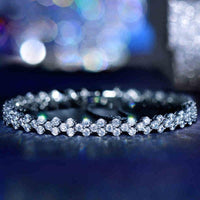 Crystal Zircon Roman Style Bracelets White Silver Plated CZ Classic Tennis Bracelet for Women - DRE's Electronics and Fine Jewelry