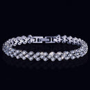 Crystal Zircon Roman Style Bracelets White Silver Plated CZ Classic Tennis Bracelet for Women - DRE's Electronics and Fine Jewelry