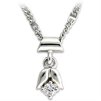 LO735 - Rhodium Brass Chain Pendant with AAA Grade CZ in Clear - DRE's Electronics and Fine Jewelry