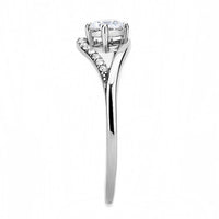 DA105 - High polished (no plating) Stainless Steel Ring with AAA Grade CZ in Clear - DRE's Electronics and Fine Jewelry