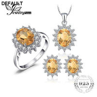 Jewelrypalace Diana Style Natural Citrine Ring Pendant Earring Jewelry Set Pure 925 Sterling Silver Fine Jewelry Set - DRE's Electronics and Fine Jewelry