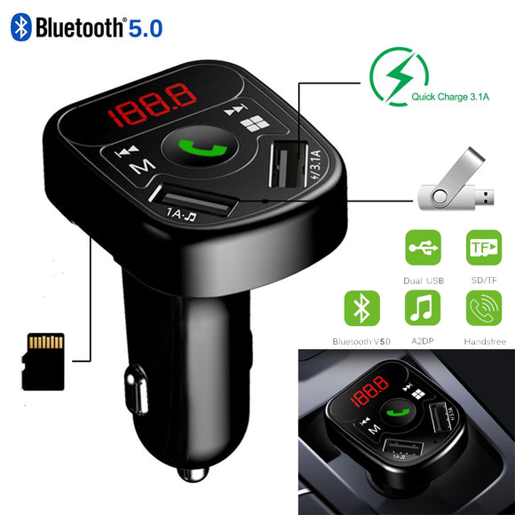 Car Kit FM Transmitter Bluetooth 5.0 Car MP3 Radio Modulator Transmisor with Dual USB Charger 3.1A Quick Charge Handsfree DY400 - DRE's Electronics and Fine Jewelry: Online Shopping Mall