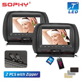 New One Pair 7 inches Car Headrest Monitor LED Screen with Zipper Video Music Multimedia USB SD Player MP4 MP5 SH7048-P5-Zip - Ceiling & 