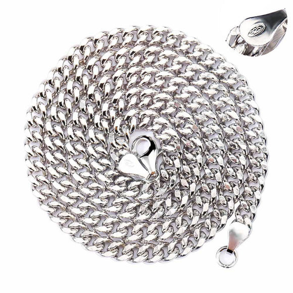 S925 Sterling Silver Round Cuban Chain Necklace for Men Women Rapper jewelry Accessories 4mm wide 18inch 22inch - DRE's Electronics and Fine Jewelry: Online Shopping Mall