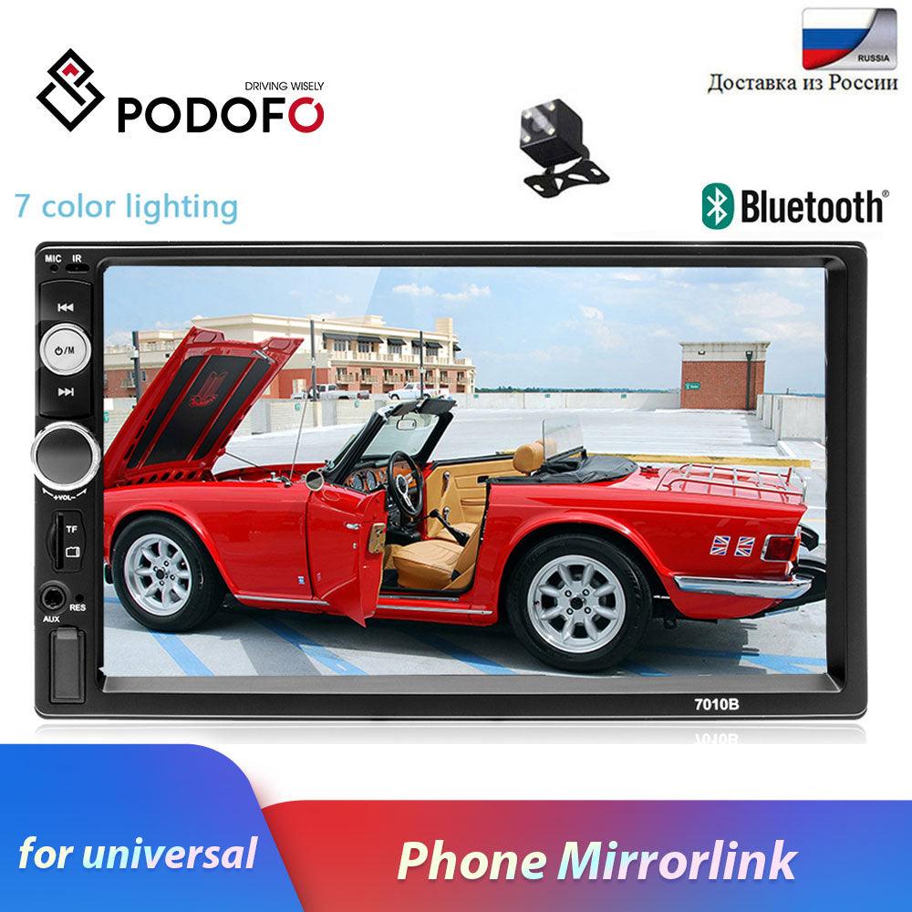 Podofo Autoradio 2 din Car Radio Multimedia Video Player 7"Auto Stereo Bluetooth MP5 2Din Touch Screen Digital Display USB SD FM