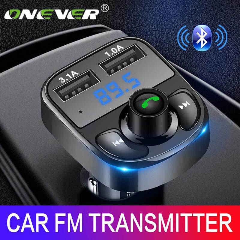 Onever FM Transmitter Aux Modulator Bluetooth Handsfree Car Kit Car Audio MP3 Player with 3.1A Quick Charge Dual USB Car Charger