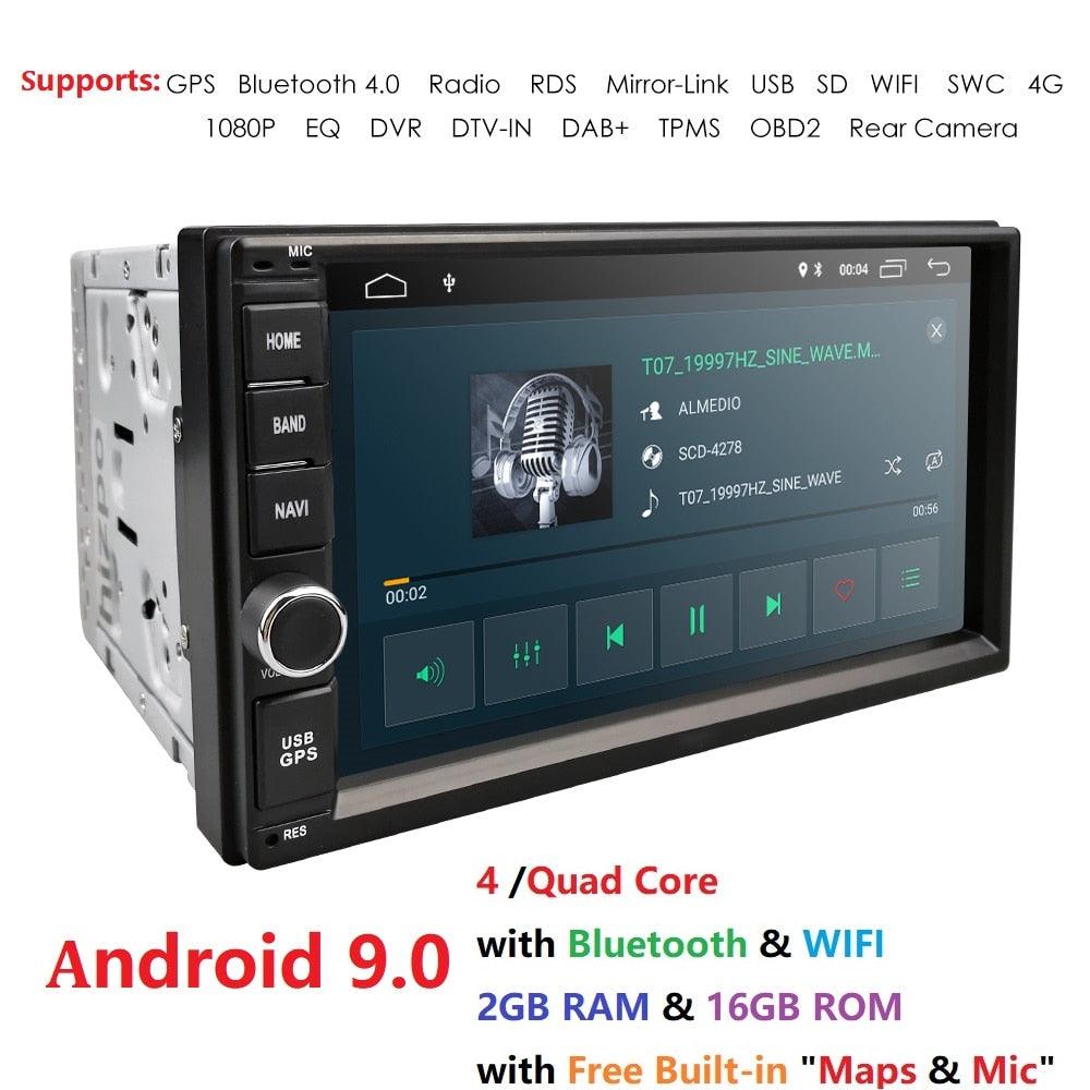 2G RAM Android 9.0 Auto Radio Quad Core 7Inch 2DIN Universal Car NO DVD player GPS Stereo Audio Head unit Support DAB DVR OBD BT