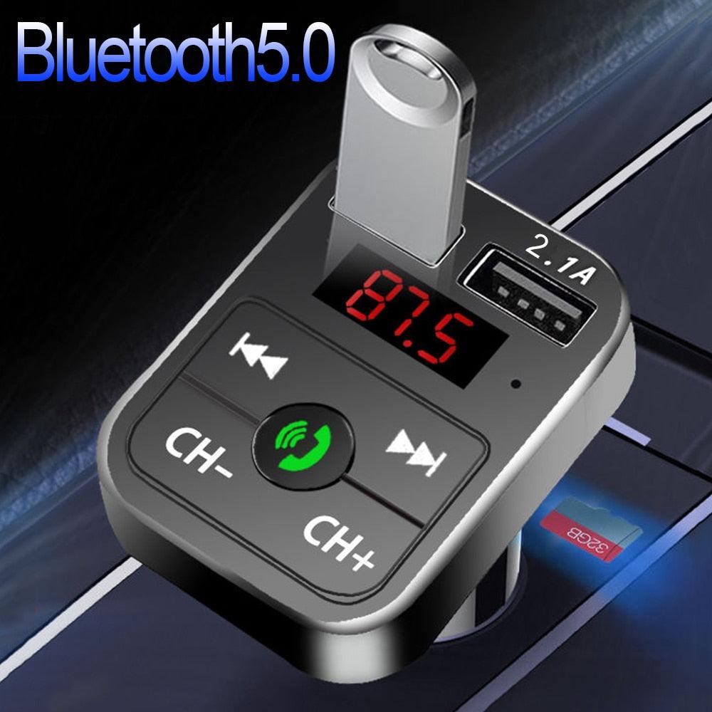 JINSERTA Car Bluetooth 5.0 Mp3 Player FM Transmitter Handsfree Audio Receiver 3.1A Dual USB Fast Charger Support TF/U Disk