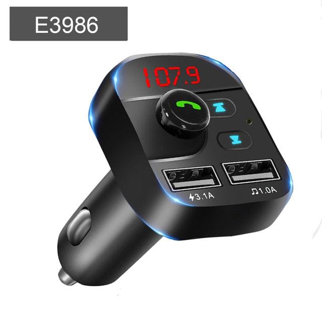 JINSERTA Car Bluetooth 5.0 Mp3 Player FM Transmitter Handsfree Audio Receiver 3.1A Dual USB Fast Charger Support TF/U Disk