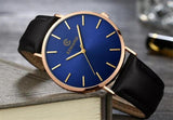 New Men’s Watch 6.5mm Ultra-thin KEMANQI Brand Watches Leather Simple Business Quartz Wristwatch Roman Masculine Male relojes - gold blue - 