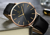 New Men’s Watch 6.5mm Ultra-thin KEMANQI Brand Watches Leather Simple Business Quartz Wristwatch Roman Masculine Male relojes - gold black -