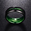 NUNCAD Men's Black Matte Finish Tungsten Carbide Ring Green Center Groove Polished Beveled Edges Comfort Fit Size 6-16 hot sell - DRE's Electronics and Fine Jewelry