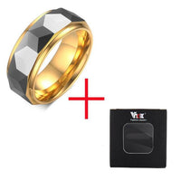 VNOX 100% Tungsten Men Ring Wedding Male Jewelry Gold Color 8mm Width Dropshipping - DRE's Electronics and Fine Jewelry