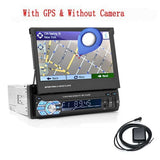 Podofo 1din Car Radio GPS Navigation 7 HD Retractable Screen MP5 Player Bluetooth Stereo Mirror Link Autoradio Rear View Camera - China / 