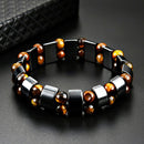 Double Hematite Tiger&#39;s Eye Bracelets Men Tiger Eye &amp; Hematite Charm Bracelets for Women Natural Energy Stone Bracelet Jewelry - DRE's Electronics and Fine Jewelry