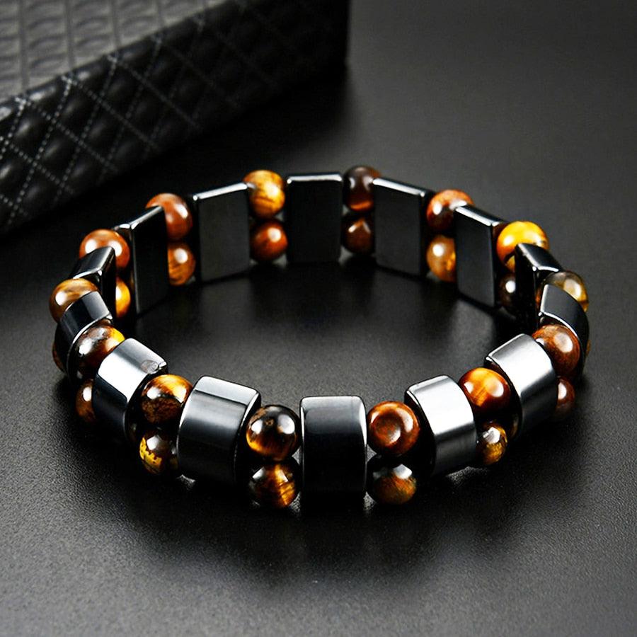 Double Hematite Tiger&#39;s Eye Bracelets Men Tiger Eye &amp; Hematite Charm Bracelets for Women Natural Energy Stone Bracelet Jewelry