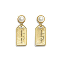 Europe Hot Sell New Style Fashion Creative Gold-Plated Finishes Square Tag Brass Earrings Retro Valentines day Gifts for girls - DRE's Electronics and Fine Jewelry