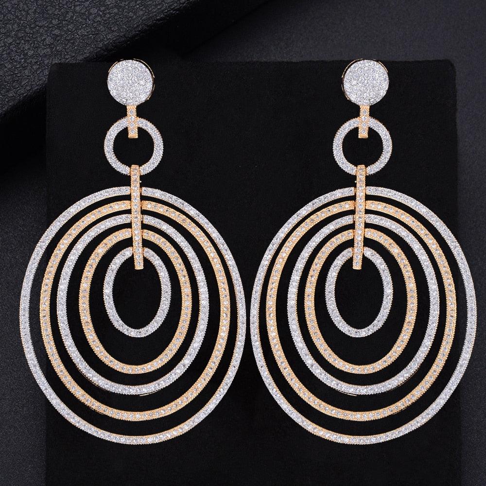 GODKI Circle Luxury Long Dangle Earrings For Women Wedding Cubic Zirconia CZ DUBAI Bridal Earring Jewelry Accessories2020