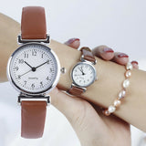 Classic Women’s Casual Quartz Leather Band Strap Watch Round Analog Clock Wrist Watches - Brown - Women