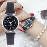 Classic Women’s Casual Quartz Leather Band Strap Watch Round Analog Clock Wrist Watches - Black - Women