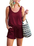 Plus Size S-3XL Summer Sexy Off Shoulder Short Sleeve Jumpsuits Solid Casual Slim Overalls For Women Long Romper Female Mujer - 008 Wine Red