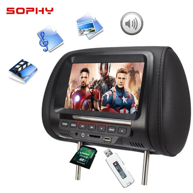 Universal 7 inch Car Headrest MP4 Monitor / Multi media Player / Seat back MP4 / USB SD MP3 MP5 FM Built-in Speakers