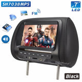 Universal 7 inch Car Headrest MP4 Monitor / Multi media Player / Seat back / USB SD MP3 MP5 FM Built-in Speakers - CHINA / SH7038MP5-Black -
