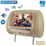 Universal 7 inch Car Headrest MP4 Monitor / Multi media Player / Seat back / USB SD MP3 MP5 FM Built-in Speakers - CHINA / SH7038MP5-Beige -