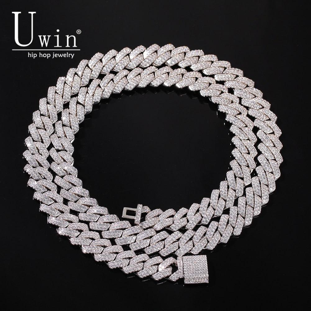 Uwin Prong 13mm Cuban Chain Micro Pave Cubic Zircon Mixed Luxury Bling Bling Full Iced Out Charms Hiphop Jewelry