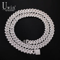 Uwin Prong 13mm Cuban Chain Micro Pave Cubic Zircon Mixed Luxury Bling Bling Full Iced Out Charms Hiphop Jewelry - DRE's Electronics and Fine Jewelry